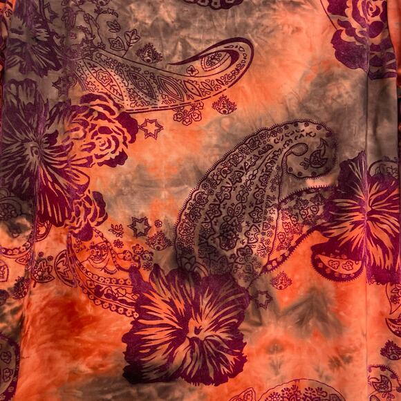CATO Brown Orange Sheer Burnt Velvet Floral Paisley Fairycore Y2K Size Large - Picture 7 of 14